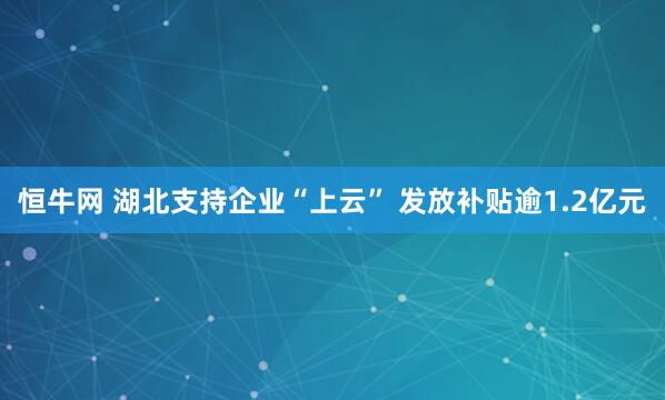 恒牛网 湖北支持企业“上云” 发放补贴逾1.2亿元